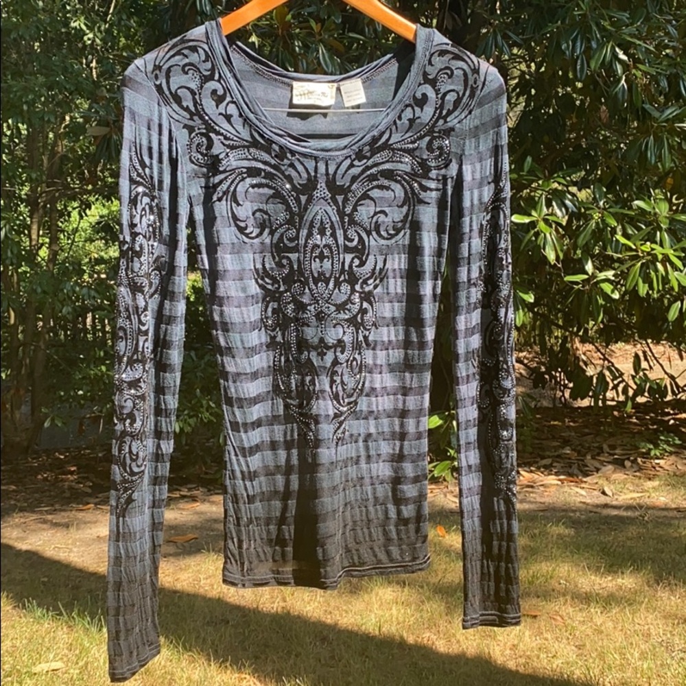 Miss Me velvet and rhinestone top